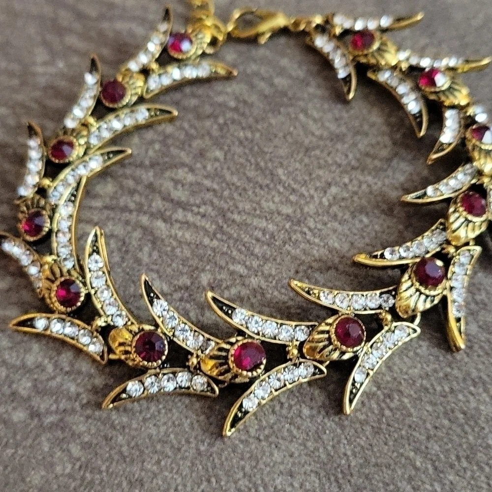Antique Art Nouveau Crystal Fishtail Tennis Bracelet